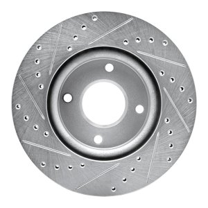 Nissan CUBE Brake Rotor (1) - Front Right - R1 Concepts - Drilled & Slotted - Silver - `07-`14
